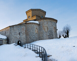 church in the snow, San Miguel de Aralar