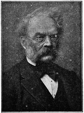 Portrait of Ernst Werner von Siemens - a German electrical engineer, inventor and industrialist. Illustration of the 19th century. Germany. White background.