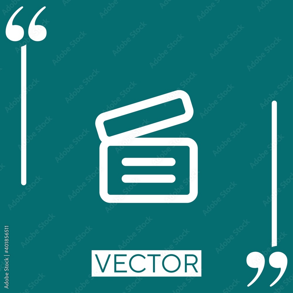 Poster archive outlined box with text lines Linear icon. Editable stroke line