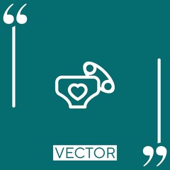 diaper with a heart and a safety pin vector icon Linear icon. Editable stroked line