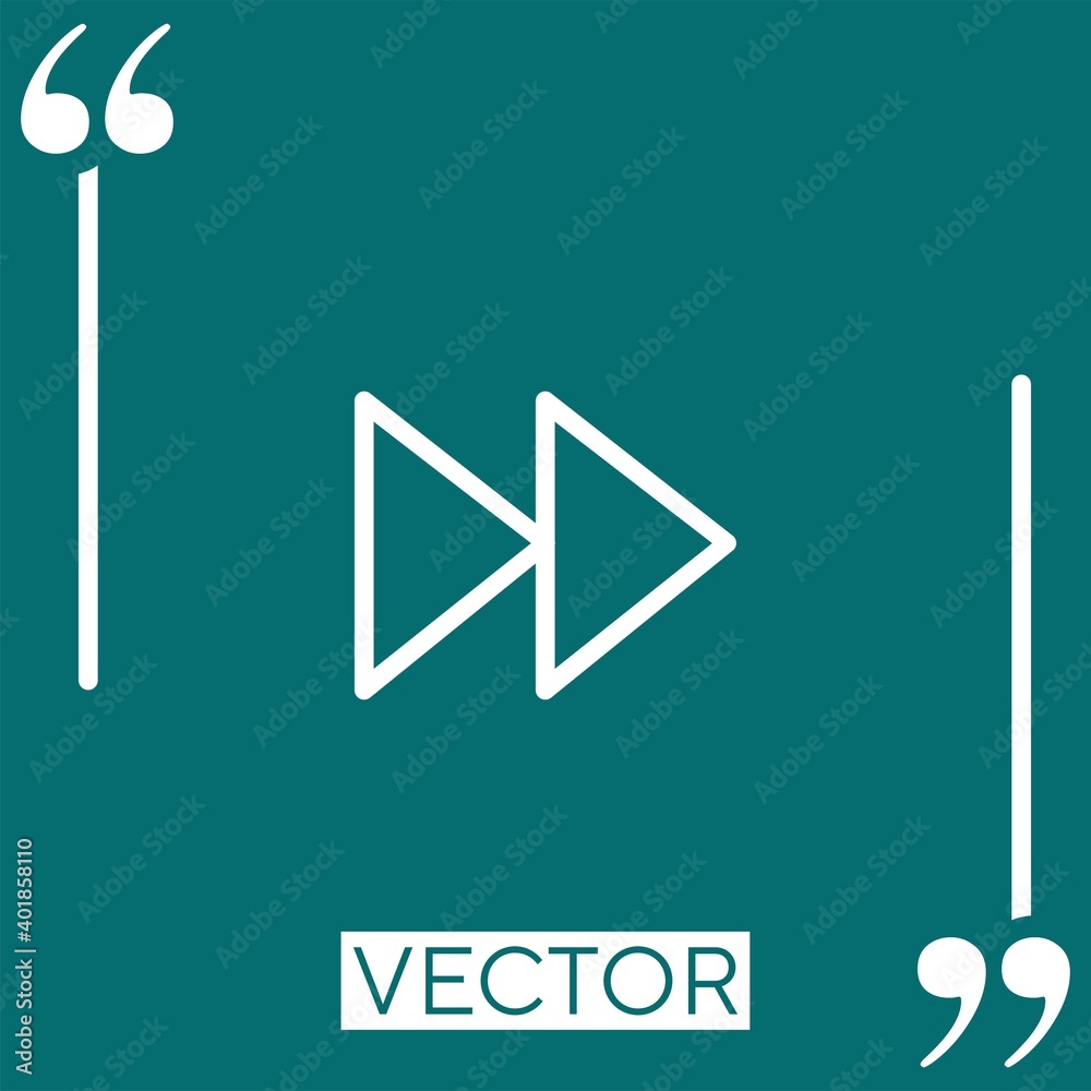 Poster fast forward button linear icon. editable stroke line