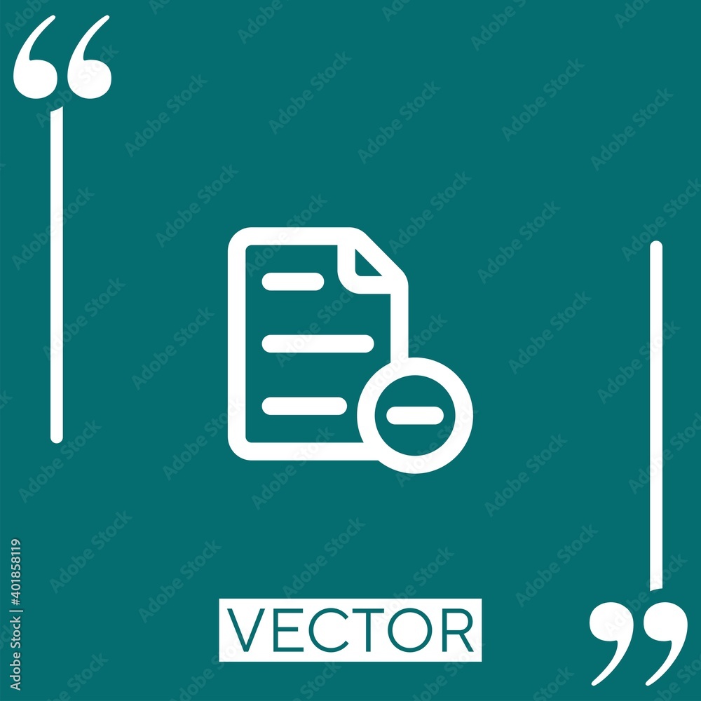 Poster file delete button linear icon. editable stroke line