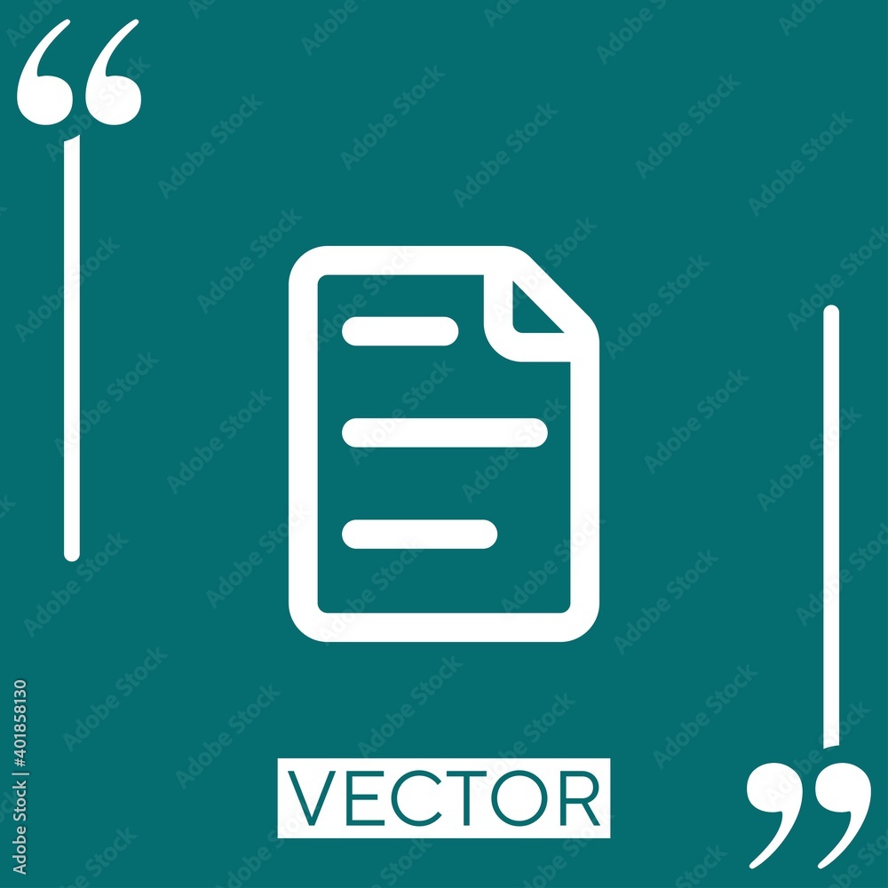 Poster file outline with text lines and one folded corner linear icon. editable stroke line