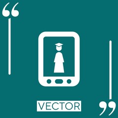 online studies by tablet vector icon Linear icon. Editable stroke line