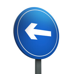 3D Render Road Sign of Turn left Isolated on a White Background