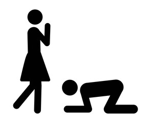 Female worship, simping or celebrity idolization flat vector icon for apps and websites