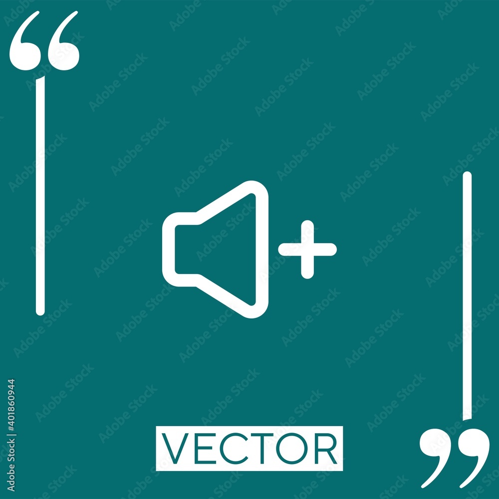 Poster speaker increasing volume button linear icon. editable stroke line