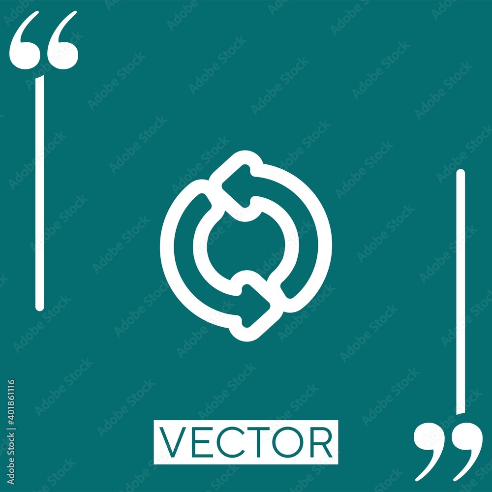Poster two counterclockwise arrows outline linear icon. editable stroke line