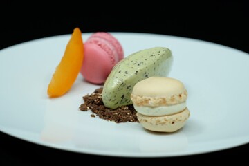 Matcha Ice Cream with Macarons