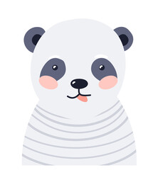 Panda cute animal baby face vector illustration. Hand drawn style nursery character. Scandinavian funny kid design