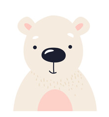 Obraz na płótnie Canvas Polar bear cute animal baby face vector illustration. Hand drawn style nursery character. Scandinavian funny kid design