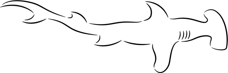 Black Hammerhead shark silhouette, isolated