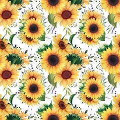 Watercolor flowers sunflower patterns, summer sunflowers digital paper pack, Seamless patterns