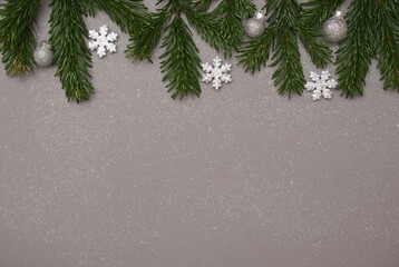 Christmas background in gray and silver