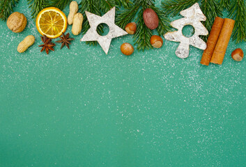 Christmas background with natural ingredients