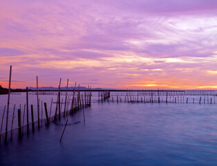 sunset at the pier, La Albufera, Valencia. 