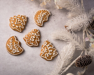 Christmas homemade cookies. Traditional sweets. Concept for postcard, holiday greeting.