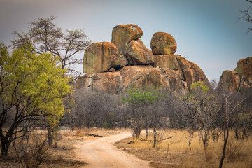 boulders of matobo national park, zimbabwe - obrazy, fototapety, plakaty