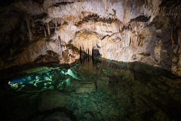 Underground Demanovka river in Demanovska cave of Liberty with its the longest cave system, Slovakia