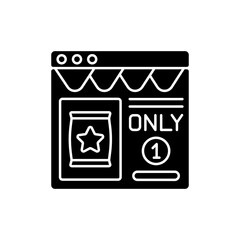Scarcity marketing black glyph icon. Marketing model that capitalises on a customers fear of missing out on some products. Silhouette symbol on white space. Vector isolated illustration