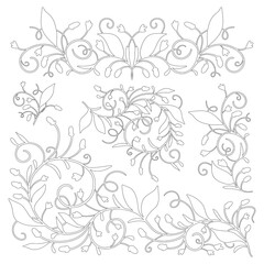 Vector illustration. Elements with a graceful floral pattern.