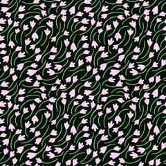 Vector seamless pattern. Artistic background with delicate pink floral pattern.