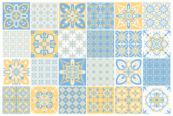 Traditional ornate portuguese tiles azulejos. Vintage pattern for textile design.