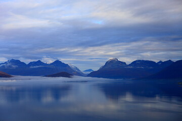 view of the fjord and mountains in northern Norway