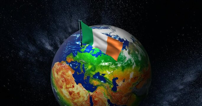 3d rendering globe with Irish flag