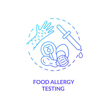 Food allergy testing concept icon. Top testing category idea thin line illustration. Identifying sensitivities, allergies. Liquid food extract drop on skin. Vector isolated outline RGB color drawing