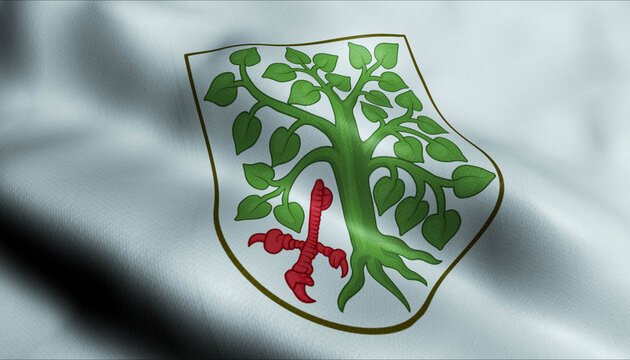 3D Waving Denmark City Flag of Nakskov Closeup View