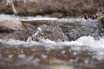 stream with stone close up