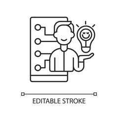 Emotional design linear icon. Positive user experience and satisfaction. Software development. Thin line customizable illustration. Contour symbol. Vector isolated outline drawing. Editable stroke