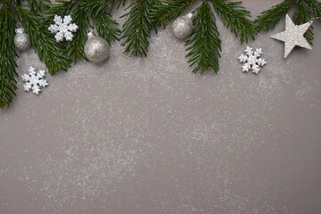 Christmas background in gray and silver