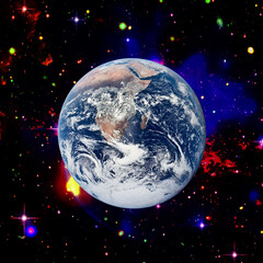 Earth and stars. Blue earth. Great for background.  The elements of this image furnished by NASA.