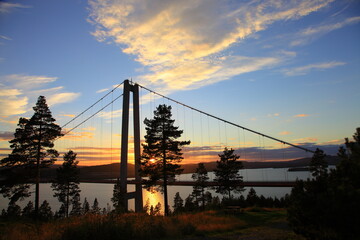 bridge in sweden at sunset