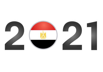 New Year 2021 with Egypt  Flag Isolated on White Background - Vector Illustration