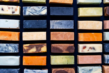 Colorful samples of handmade soaps