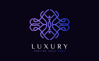Luxury Logo Design. Elegant Symbol with Geometric Modern Lines Combination. Usable For Business, Community, Foundation, Services, Company. Vector Logo Design Illustration.