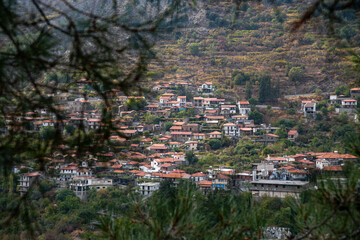 Fototapeta na wymiar Mountain village of Alona Nicosia district at Troodos mountains in Cyprus.