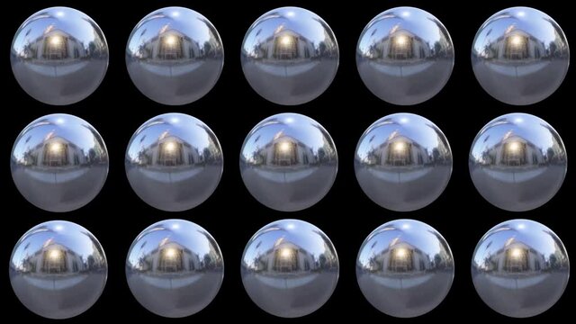 3d rendered chrome background with balls