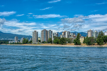 View on west part of Vancouver downtown with cloudy sky background