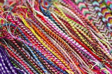 Beautiful and colorful woven handmade bracelets sale in Ecuador