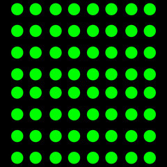 black background with neon green dot pattern