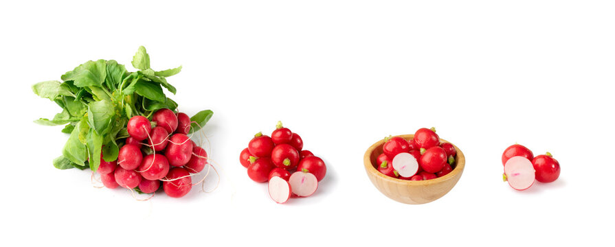 Radis Roots, Fresh Radish Root Bundle, Pile of Red Radishes