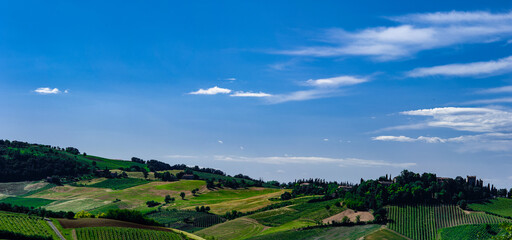 Pomeriggio sulle colline bolognesi, Castelletto di Serravalle, panorami sotto il cielo con nuvole