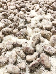 Almonds in white chocolate and coconut