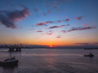 sunset in the harbor