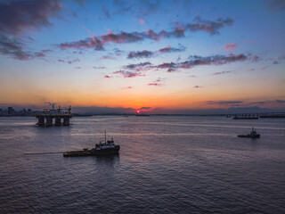 sunset over the river