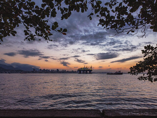 sunset over the lake